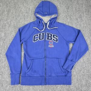 Chicago Cubs Hoodie Womens Small Blue MLB Baseball 2016 World Series Thumb Holes